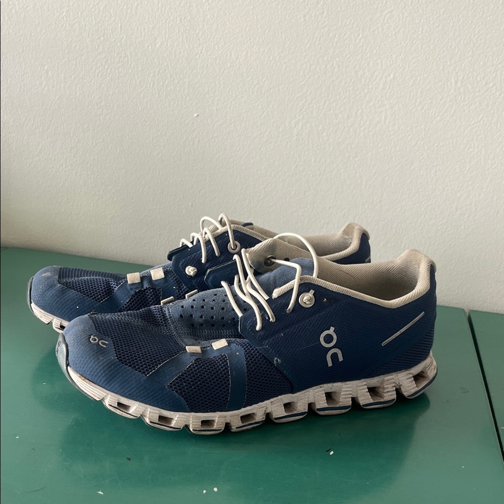 On Running Navy and White Sneakers